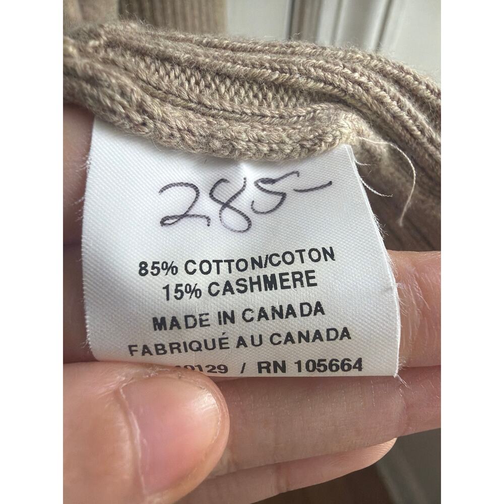 L.A.M.B. Cotton Cashmere Cowl Neck Drawstring Hoodie Sweater Oatmeal Tan P/S - Picture 3 of 4
